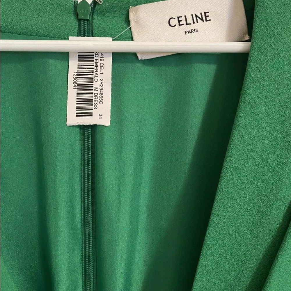 CELINE - Green Short Dress (Size 34), New W/Tags. - Picture 5 of 6